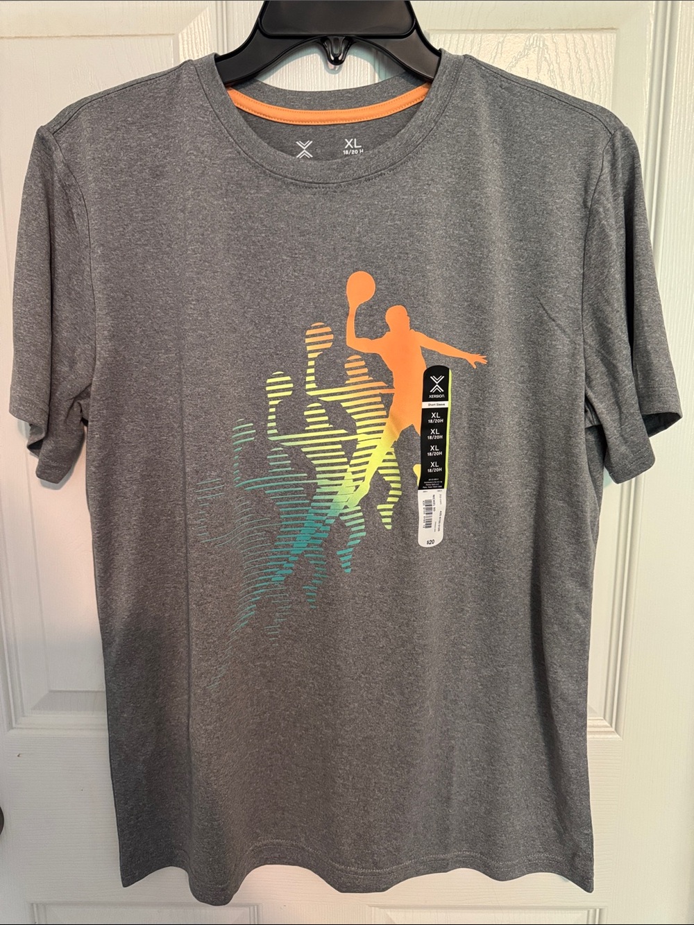 NWT Xersion Boys Gray Short-Sleeve Basketball Graphic